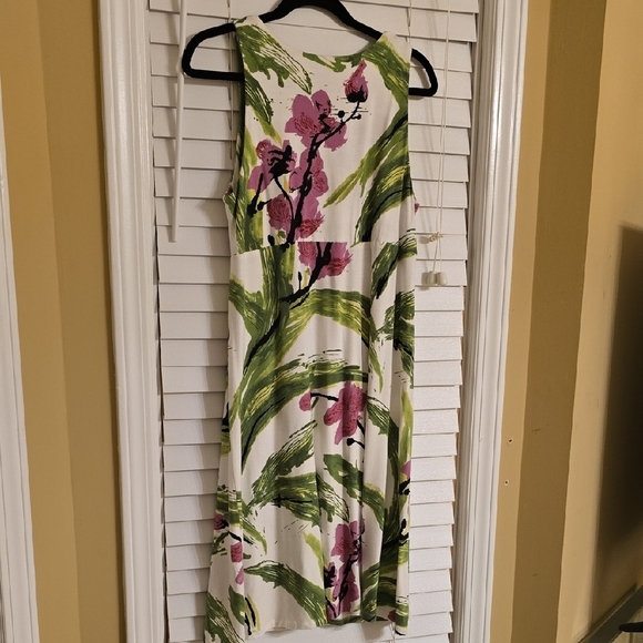 Karen Kane Green Pink Sleeveless Midi Sundress - Picture 6 of 11
